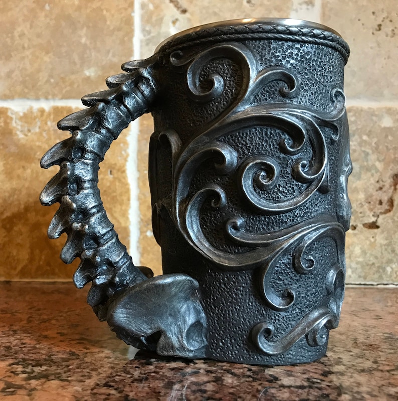 Necromancer Skull Mug. Pewter Finish image 4