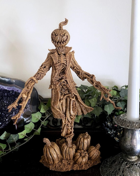 Scarecrow Statue, Hand Painted Resin Sculpture | Gothic Halloween