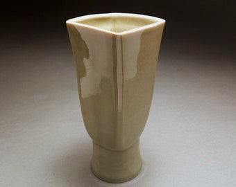 Unique green square body flower vase with round base