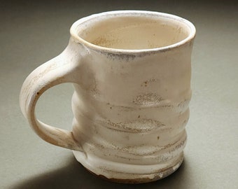 Huge matte white wood fired coffee mug