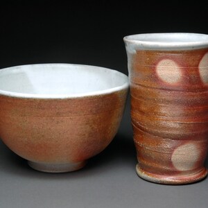 Wood Fired Tumbler and Bowl Breakfast Set with Matte White Liner image 1