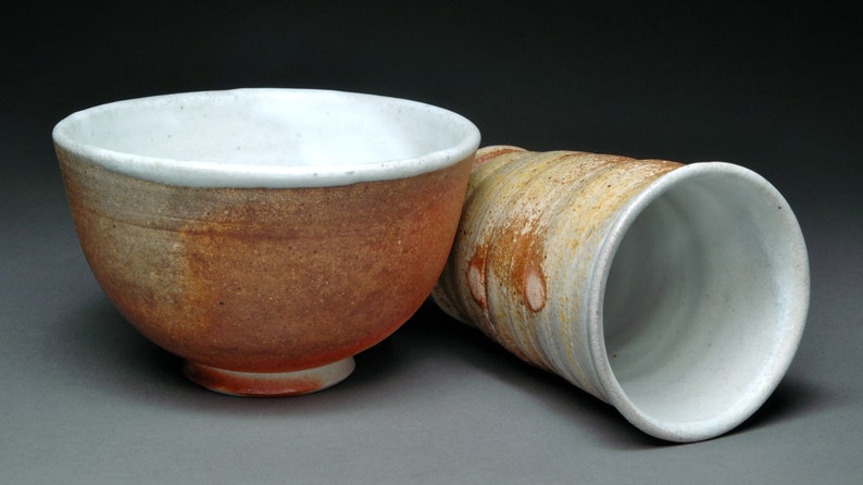 Wood Fired Tumbler and Bowl Breakfast Set with Matte White Liner image 3