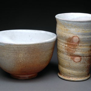 Wood Fired Tumbler and Bowl Breakfast Set with Matte White Liner image 2