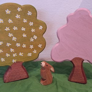 Arbres en bois printaniers, ensemble de 2 (inspiré par Ostheimer)