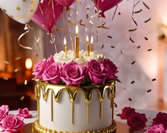 Arreglo romántico para tarta con globos en forma de corazón