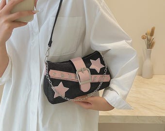 Bolso bandolera Denim Star – Bolso hobo de cadena estilo Y2K
