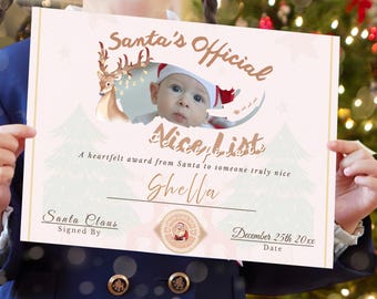 Editable Santa's Official Nice List Certificate, Digital Download