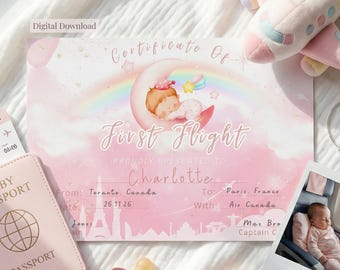 First Flight Certificate For Baby Girl Template: Editable Bravery Award Baby Milestone (Digital Download)