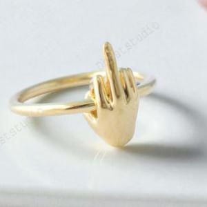 Sterling Silver Middle Finger Ring, Handmade Statement Jewelry