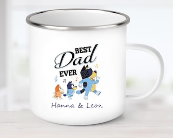 Tazza da bere personalizzata in smalto o ceramica, tazza smaltata, mug, tazza per la festa della mamma, tazza per la festa del papà, regalo, Bluey, Bandit, Bingo