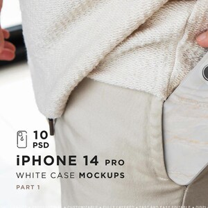 10 iPhone 14 Pro White Case Mockup with Smart Object