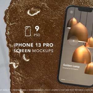 iPhone 13 Pro Screen Mockup Bundle | Mobile UI Mockups | PSD Smartphone Screen Template