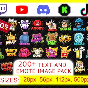 200+ Text and Images Emote Pack for Twitch, Discord & YouTube | Funny Streamer Emote Bundle | Text Emoji Set for Streamer | Digital Download