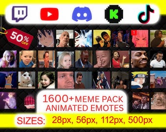 1600+ Animated Static Emotes Mega Pack for Twitch, Kick, YouTube, Discord | Streamer GIF PNG Bundle | Twitch Emotes