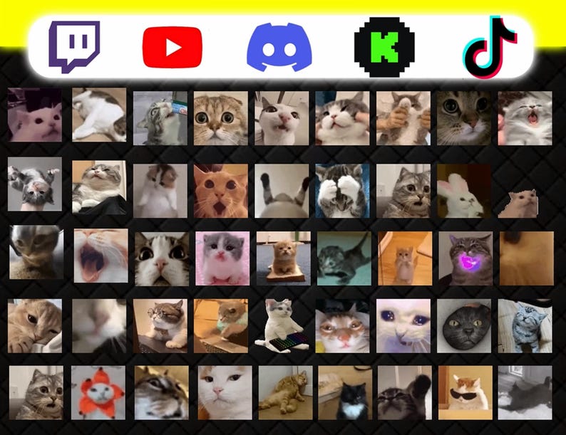 360+ Animated Cat Emotes Pack for Twitch, Discord, YouTube & Kick | Cute Funny Cat GIF PNG image 2