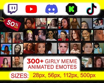 300+ Viral Girly Meme Emotes Pack | Funny Cute Emotes for Twitch, Discord, WhatsApp & TikTok | Animated + Static | Instant Download