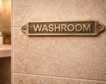 Solid Brass WC Door Plate | Vintage Bathroom Sign | Handmade Antique Toilet Plaque |Restroom Decor