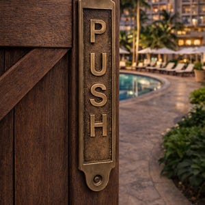 Handmade Brass -  PUSH Door Sign - Vintage Style Plate -  Antique Finish Engraved Door Marker