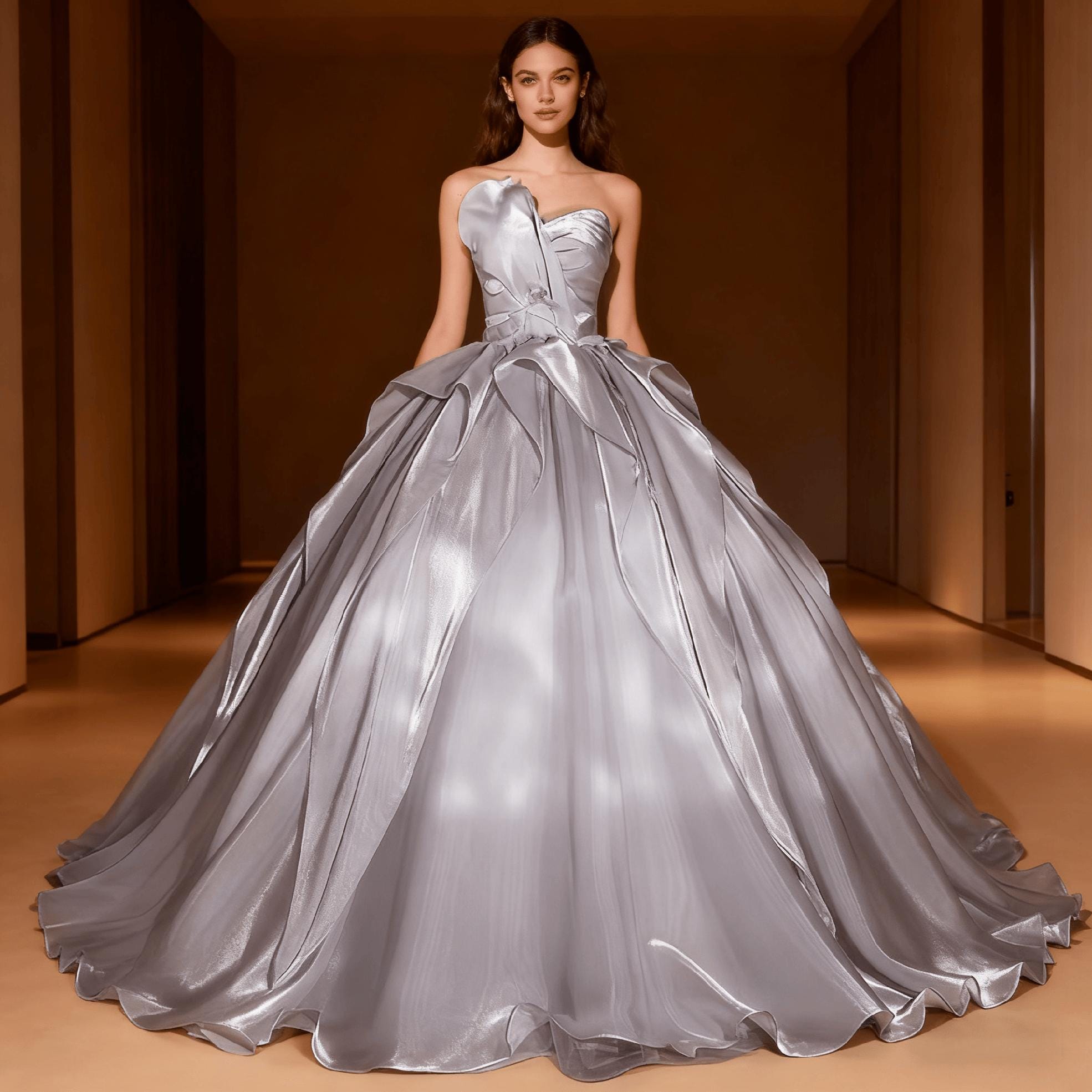 strapless open back dress Custom Jewellery Neck Strapless Mermaid Prom Dress main image 1