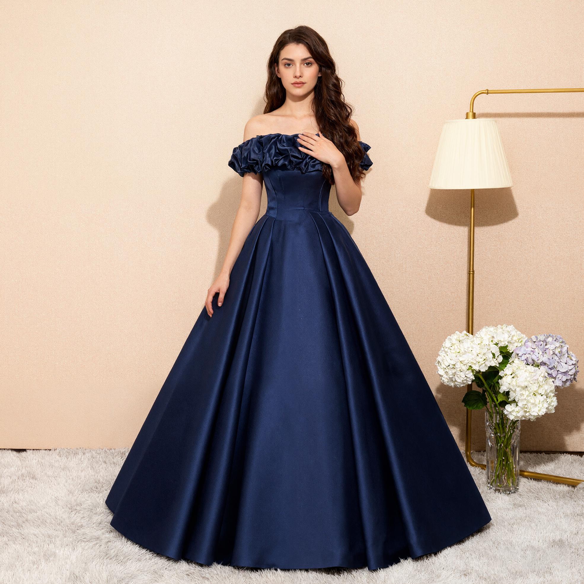 gown blue dress Light Blue Tulle Prom Dresses Off the Shoulder Butterfly Formal Gown 21815 Custom Colors / US12 main image 0