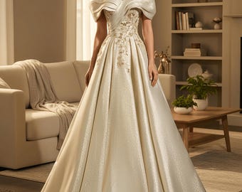 slim fit dress slacks Champagne V-Neck Ruffled Long Sleeve Maternity Ball Gown Dress 16 / Custom Color main image 0