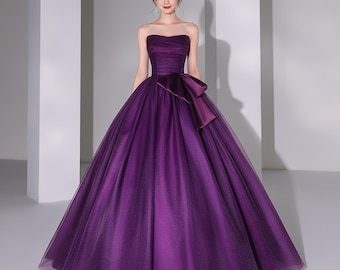 strapless open back dress Scarlet Darkness Women Gothic Velvet Lace Patchwork Suspender Dress, Purple / M main image 1