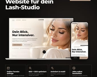 Website Template Wimpernverlängerung, Lash Studio WordPress Elementor Vorlage, 11 Seiten, SEO, DSGVO, Beauty Website Deutsch