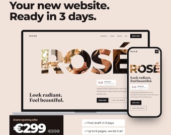 Custom Website Design Service for Beauty Studio, Lash Brow Nails & Aesthetics Website Design, up to 6 Pages, SEO, First Draft in 3 Days