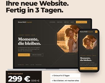Webbplatsskapande för fotografer, fotoportfolio, webbdesign med upp till 6 undersidor, SEO och GEO, design på 3 dagar