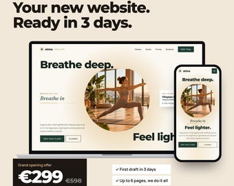 Custom Website Design Service for Yoga Studio, Fitness & Pilates Studio Website Design, up to 6 Pages, SEO, First Draft in 3 Days