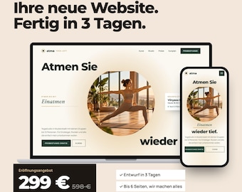 Custom Website Design for Yoga Studios & Yoga Teachers, Website Design up to 6 Pages, SEO, Built to Sell, First Draft in 3 Days