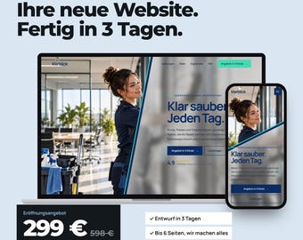 Custom Website Design Service for Cleaning Companies, Small Business Website up to 6 Pages, SEO, Built to Sell, First Draft in 3 Days