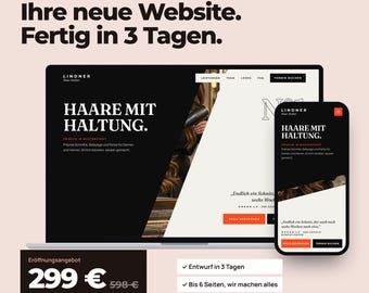 Custom Website Design for Hair Salons & Hairdressers, Website Design up to 6 Pages, SEO, Built to Sell, First Draft in 3 Days