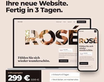 Custom Website Design for Beauty Studios, Lash & Brow Studios, Website Design up to 6 Pages, SEO, Built to Sell, First Draft in 3 Days