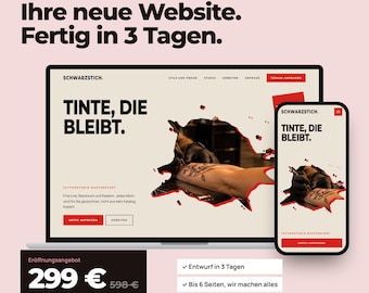 Hemsidesskapande för tatueringsstudior och tatuerare, webbdesign med upp till 6 undersidor, SEO och GEO, design på 3 dagar