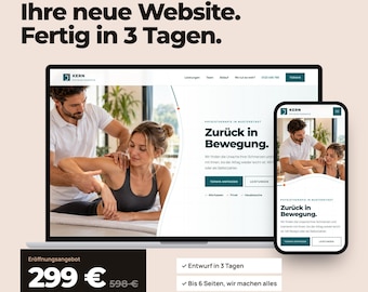 Custom Website Design for Physiotherapy Clinics & Therapists, Website Design up to 6 Pages, SEO, Built to Sell, First Draft in 3 Days