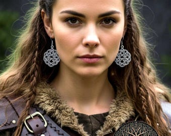 Pendientes vikingos para mujer - diseño entrelazado - joyería nórdica - pendientes vikingos