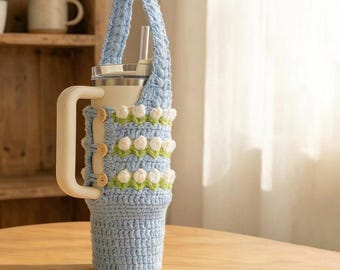 Crochet Pattern for Bottle bag for Stanley Tumbler,PDF- 30oz Stanley bottle bag Pattern, Crochet Water Bottle Holder
