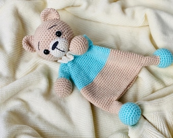Bear crochet pattern, bear lovey pattern, cuddle toy, comforter pattern, PDF