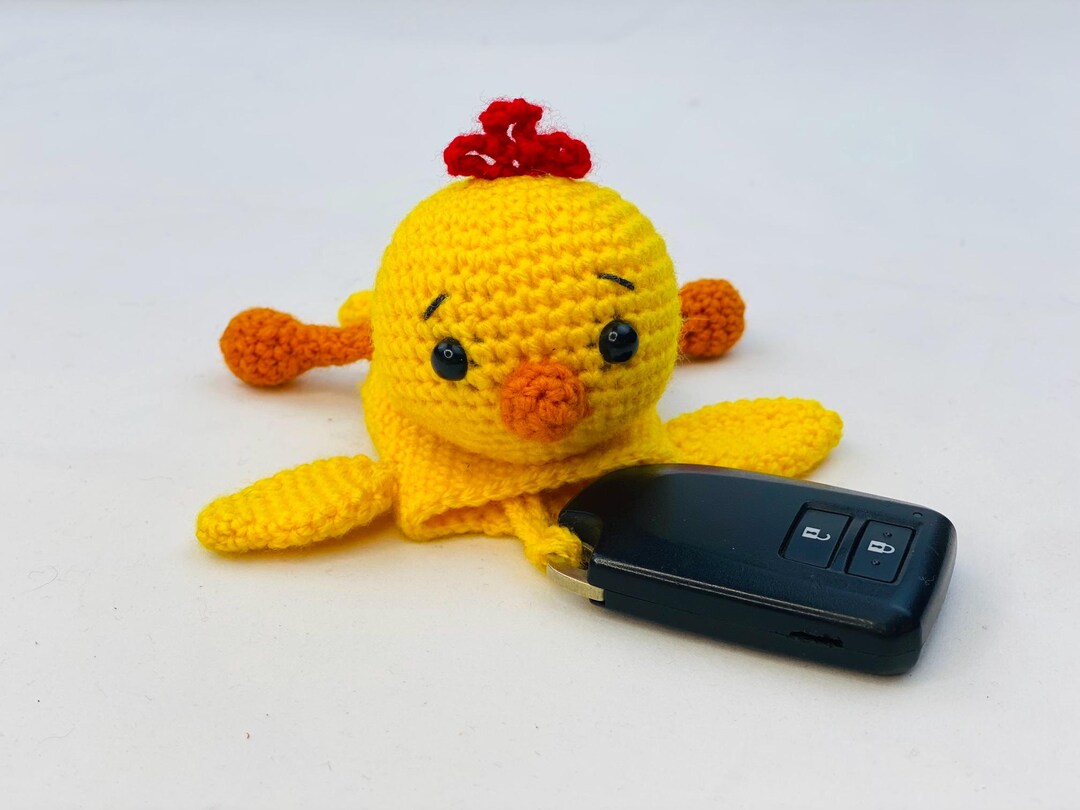 Crochet Chicken Key Cozy Pattern, Amigurumi Easter Chick Key Cover ...