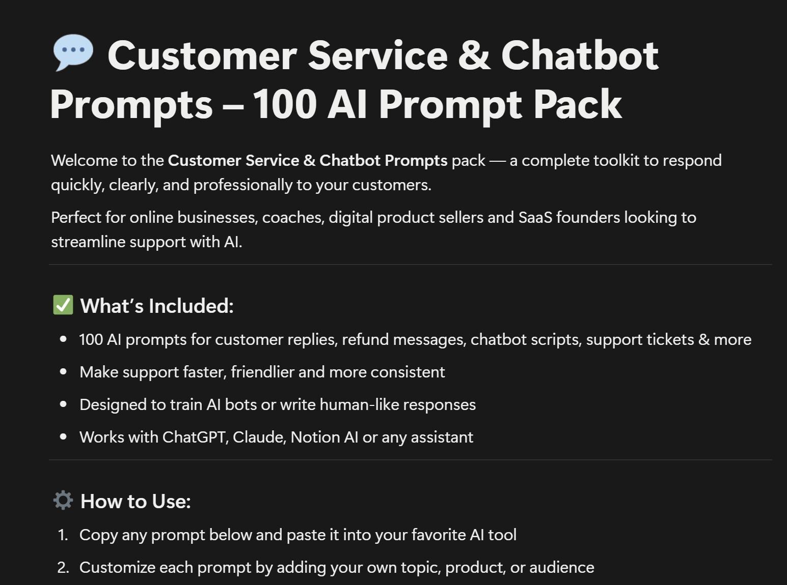 Customer Service AI Chatbot Scripts – 100 FAQ Prompts (digital Download ...
