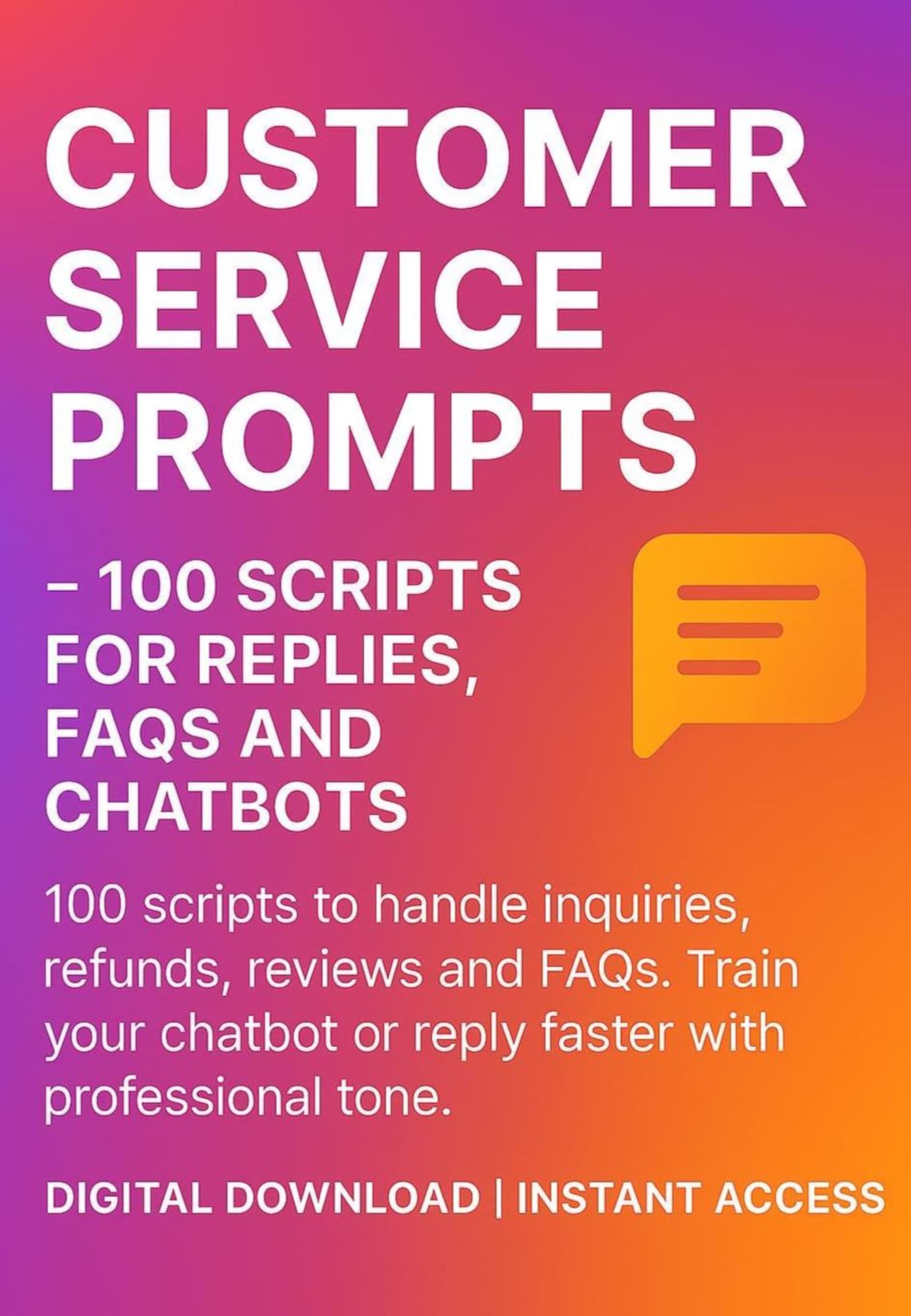 Customer Service AI Chatbot Scripts – 100 FAQ Prompts (digital Download ...
