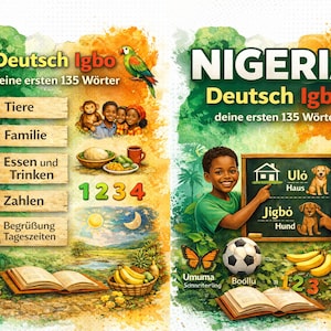 Digitalt! 135 första Igbo-orden - Nigerianska lärobok - Lär dig språket, första orden - Igbo-kultur - Presentarbetsbok för Nigerianska språket