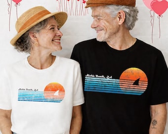 Vintage Hobie Beach Shirt – Retro 80s Shark Sunset