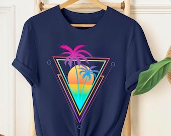 Retro Vaporwave Shirt – 80s 90s Palm Tree Sunset