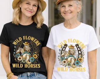 Retro Southern Sunset Shirt – Cowgirl Wild Flowers