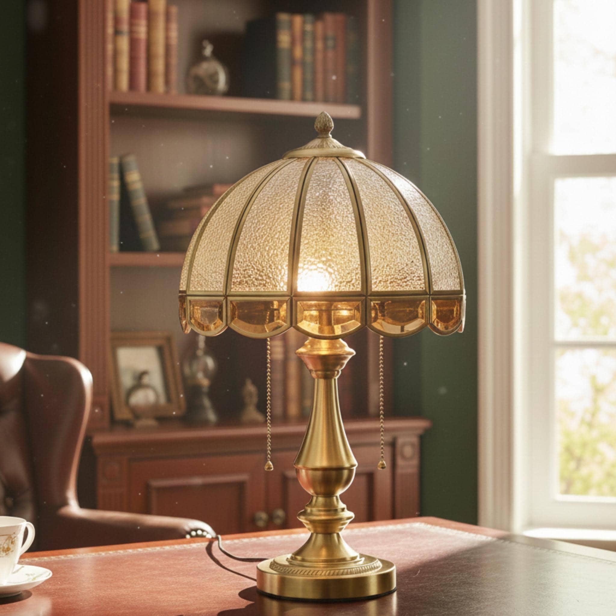 Lampe De Table Vintage En Laiton Et Verre - Cylindre XL - Déco Chalet/loft - Unique