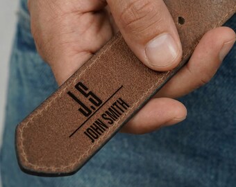 Personalized Crazy Horse Leather Belt Custom Engraved Mens Classic Buckle Strap Minimal Durable Gift for Him Everyday Wear