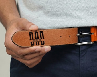 Custom Engraved Genuine Leather Belt Minimalist Mens Belt Personalized Classic Buckle Adjustable Size Gift for Him