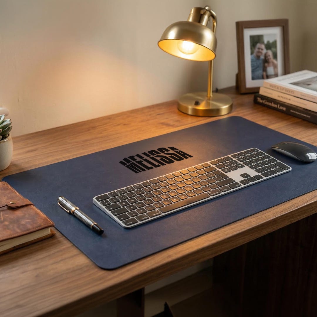 Personalized Leather Desk Mat, Custom Name Desk Pad, Large Mouse Pad ...